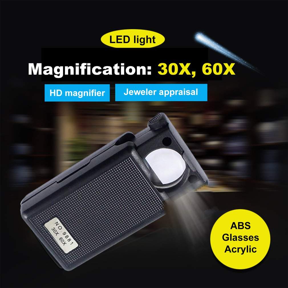 Microscope Loupe de Poche à LED 30X 60X