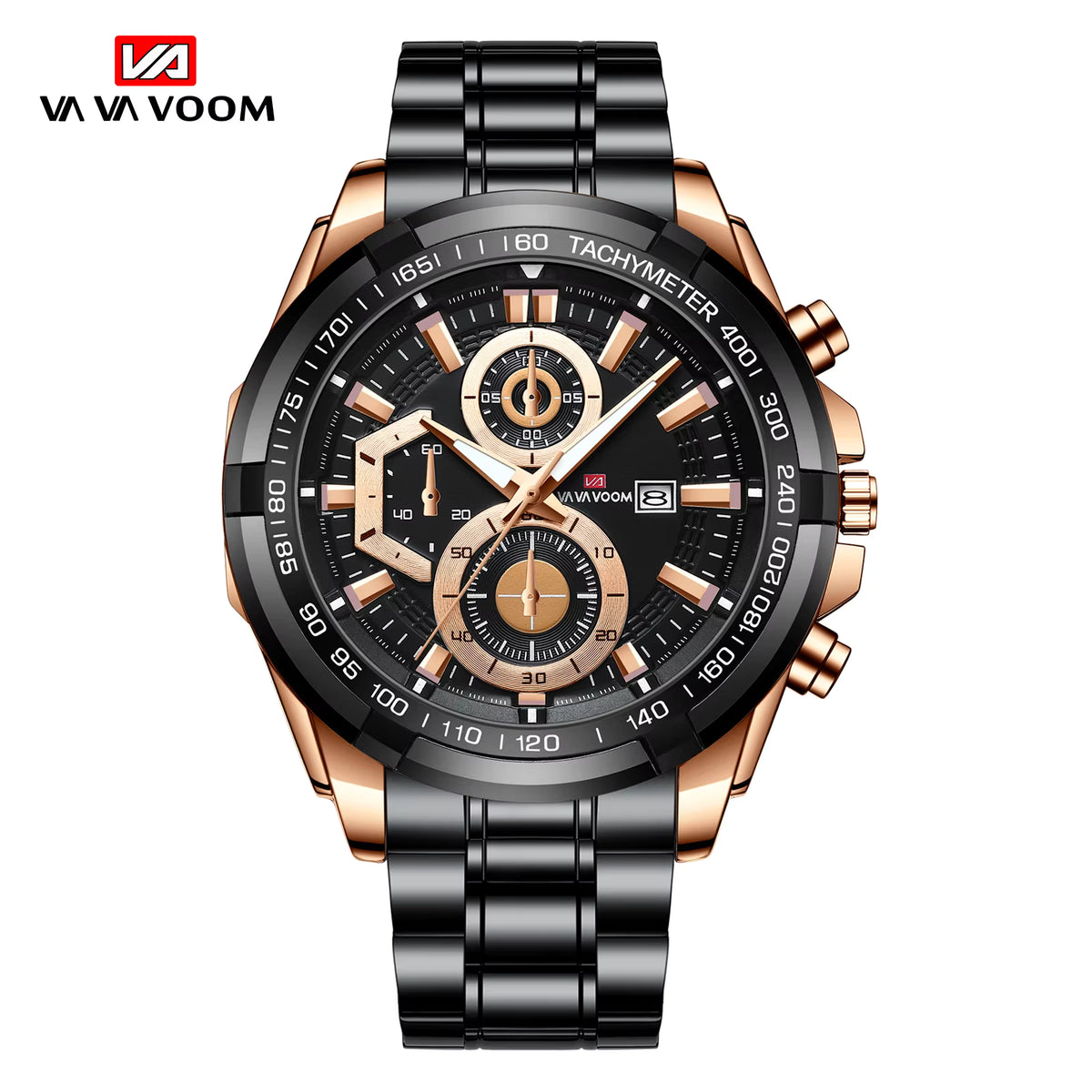 Montre Moderne avec Bracelet en Acier Noir Inoxydable pour Hommes