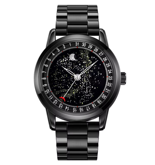 Montre exceptionnelle élégante avec bracelet en acier noir confortable pour Hommes