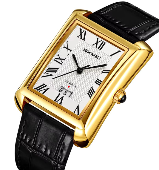 Montre Élégante Carrée avec Bracelet en Cuir Confortable pour Hommes