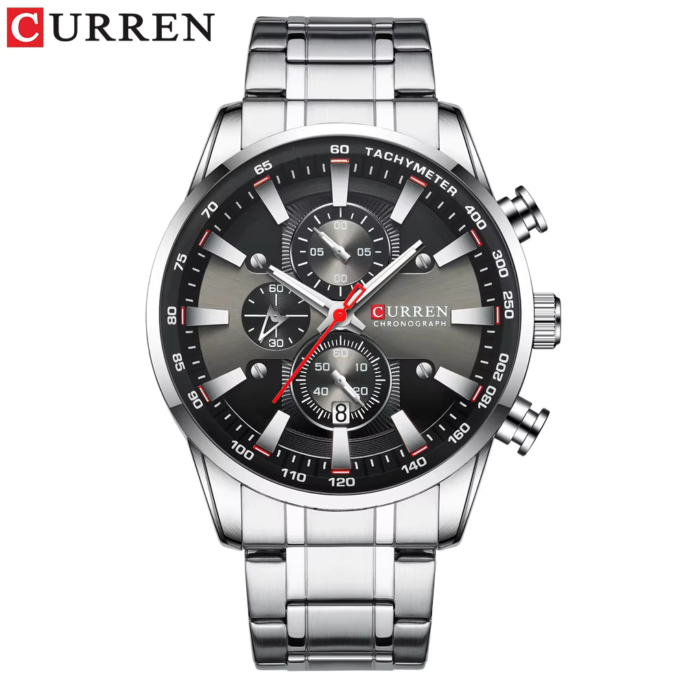 Montre Chronographe Élégante pour Homme avec Bracelet en Acier Inoxydable