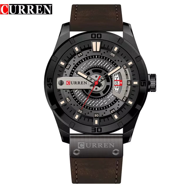 Montre Noblesse Élégante avec Bracelet en Cuir Véritable pour Hommes