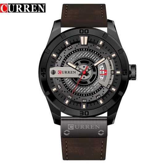Montre Noblesse Élégante avec Bracelet en Cuir Véritable pour Hommes