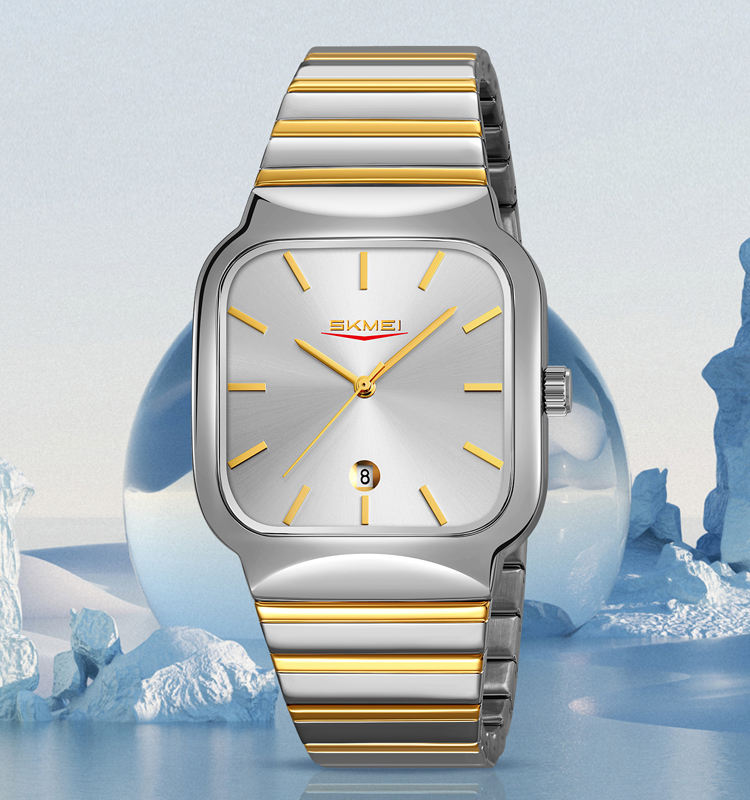 Montre Carrée Élégante Design Raffiné avec Bracelet en Acier Inoxydable pour Hommes