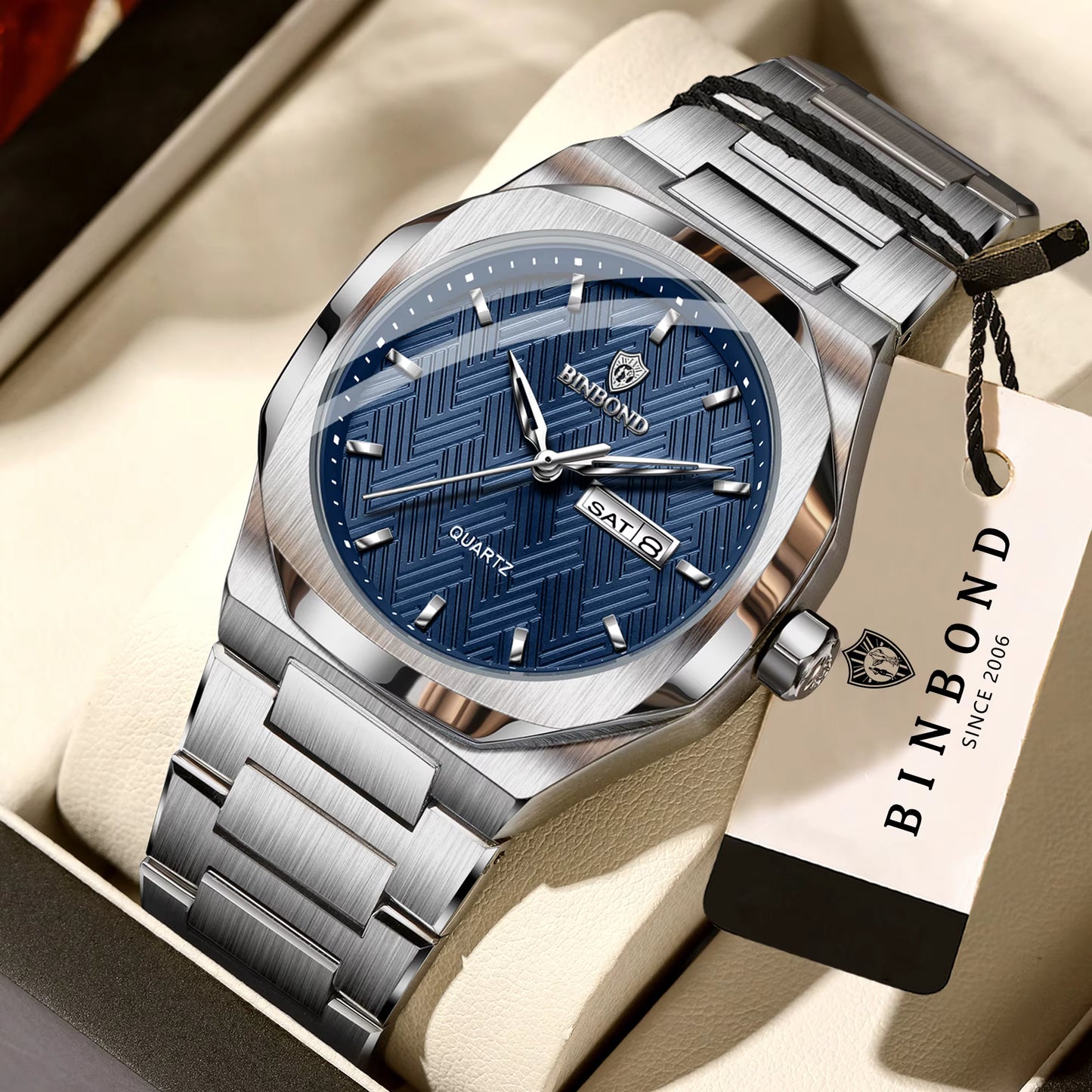 Montre Moderne Élégante et Résistante avec Bracelet en Acier Inoxydable pour Hommes