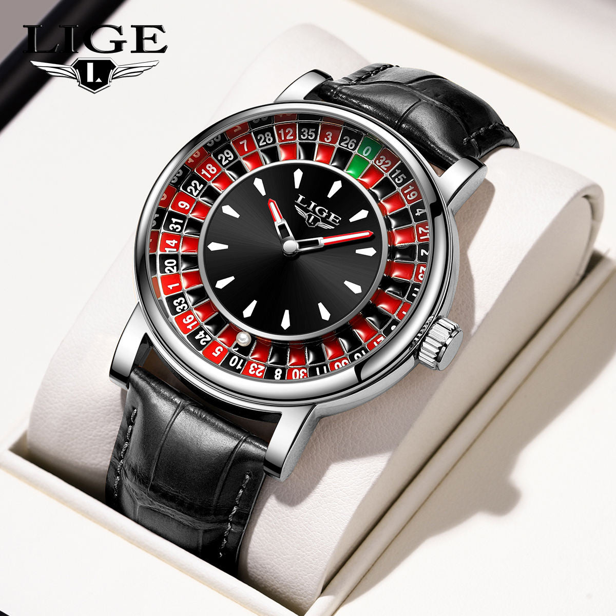 Montre à Quartz avec Bracelet en Cuir Élégant