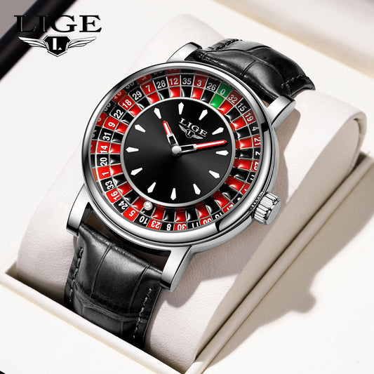 Montre à Quartz avec Bracelet en Cuir Élégant