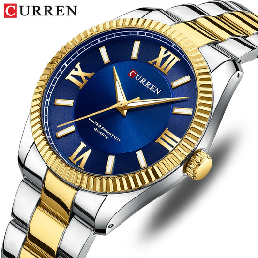 Montre-bracelet à quartz étanche en acier inoxydable pour homme
