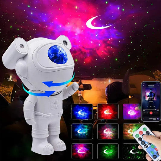 Projecteur de lumière astronaute avec haut-parleur Bluetooth USB rechargeable