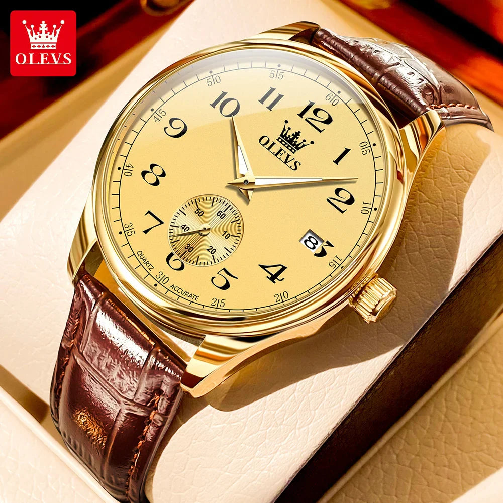 montre de luxe avec bracelet en cuir pour hommes 9634