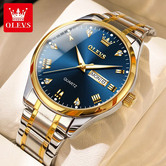 Montre à quartz de luxe en acier inoxydable pour hommes 5563