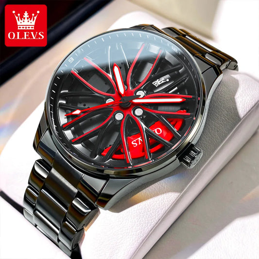 Montre de luxe sportive avec cadran rotatif à 360 degrés pour hommes