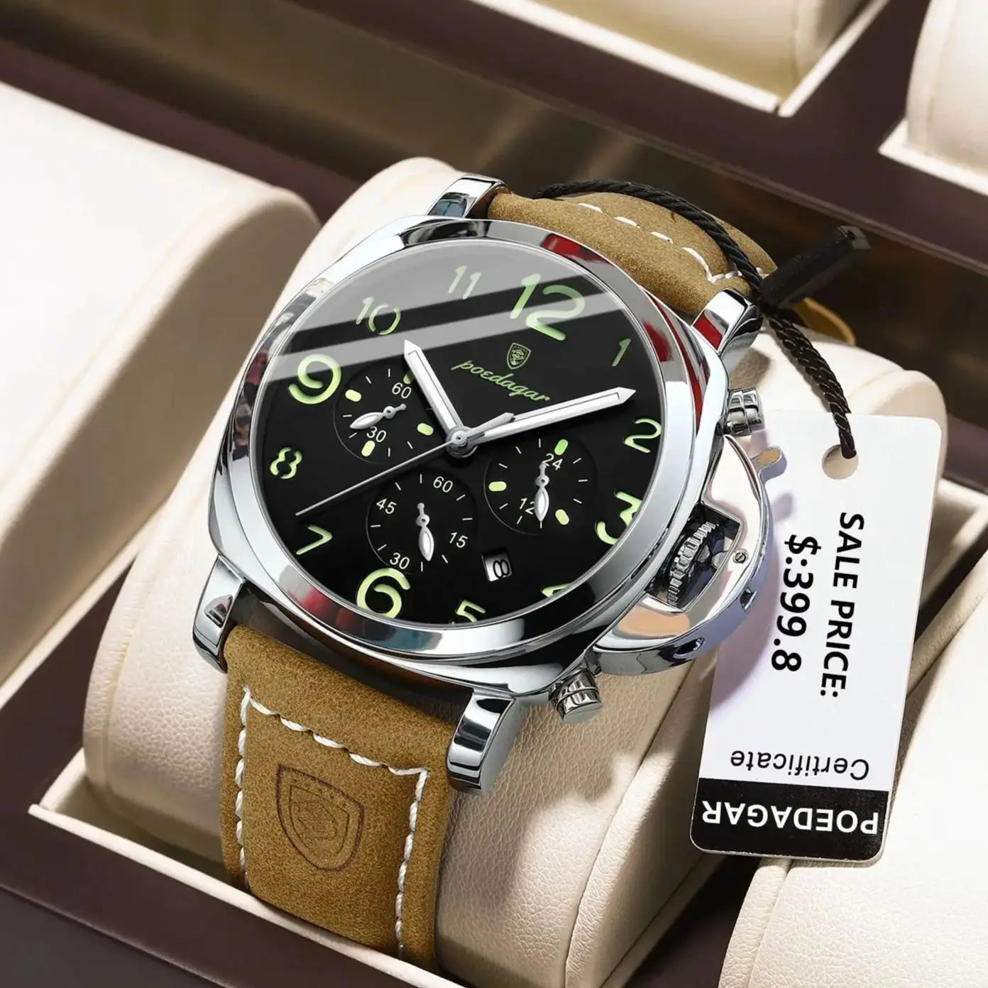 montre de luxe lumineuse pour homme