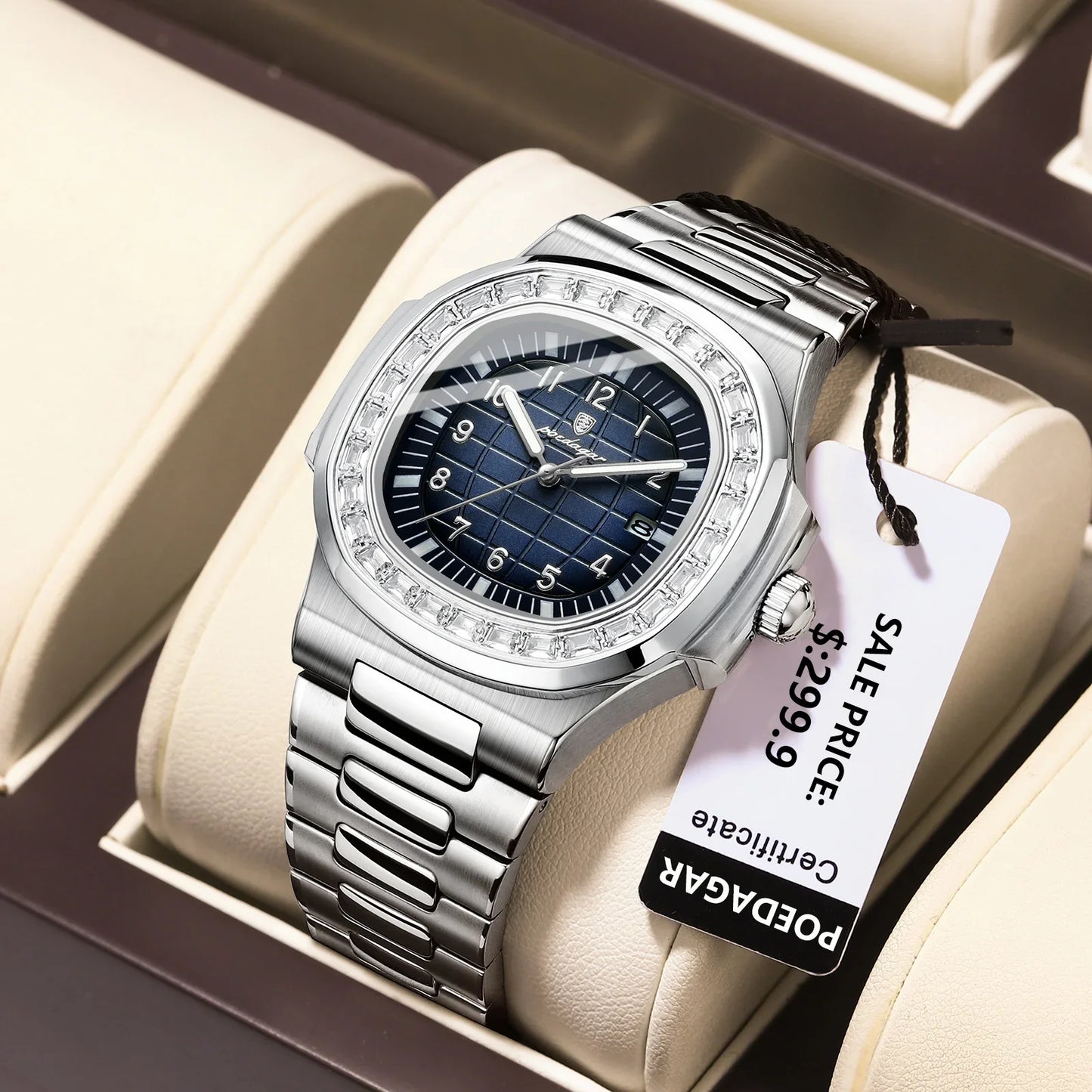 montre de luxe en acier inoxydable pour hommes 6483