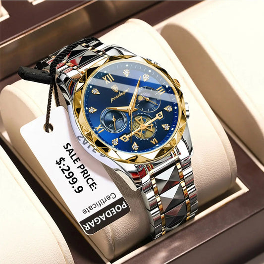 Montre-Bracelet de Luxe en Acier Inoxydable pour Homme