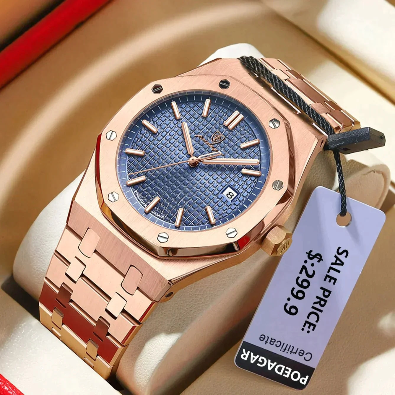 Montre à quartz en acier inoxydable pour homme