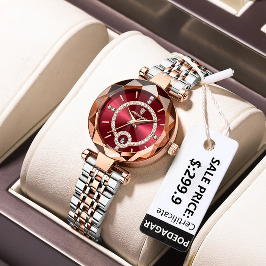 Montre à quartz de luxe en diamant pour femme