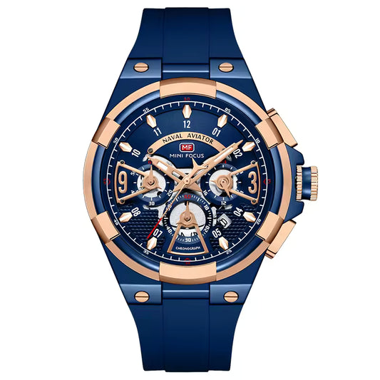 Montre Chronographe Élégante avec Bracelet en Silicone Souple pour Hommes