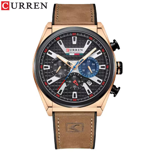 Montre Classique Élégante avec Bracelet en Cuir Raffiné pour Hommes