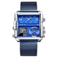 Montre Carrée Élégante et Moderne avec Bracelet en Acier Inoxydable pour Hommes
