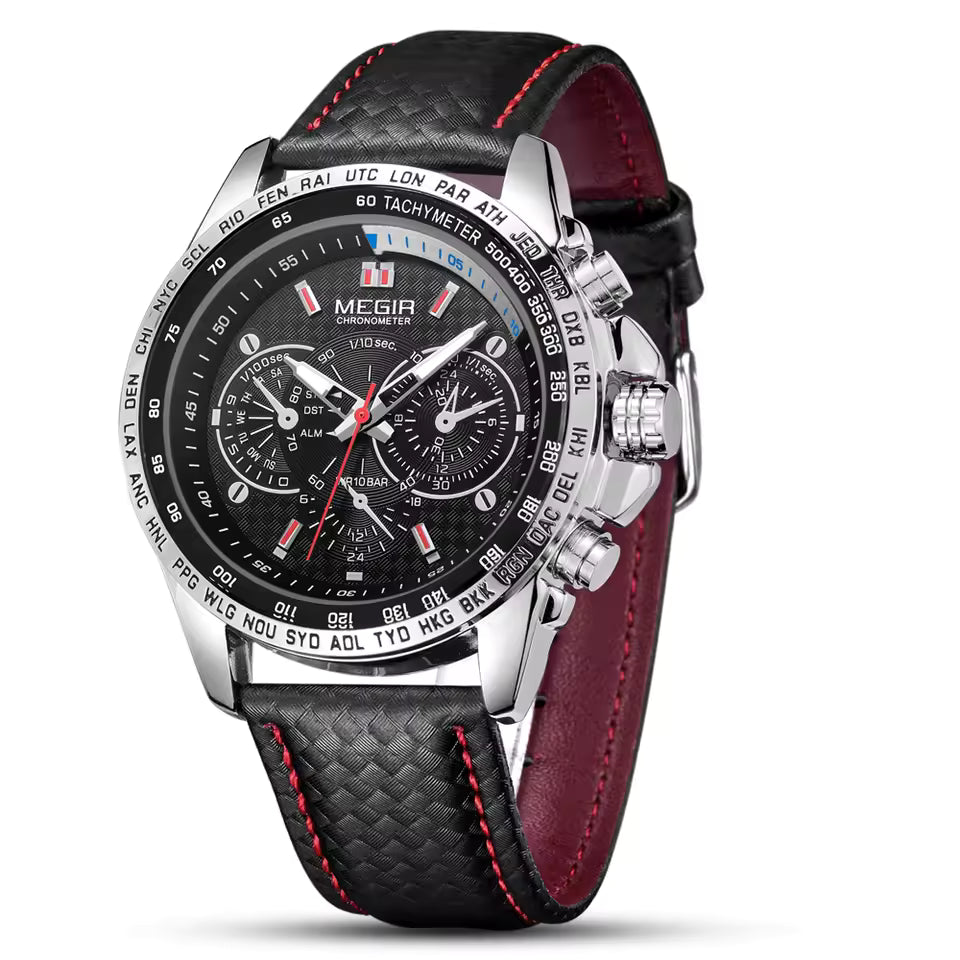Montre élégante avec Bracelet en Cuir Véritable et Confortable pour Hommes