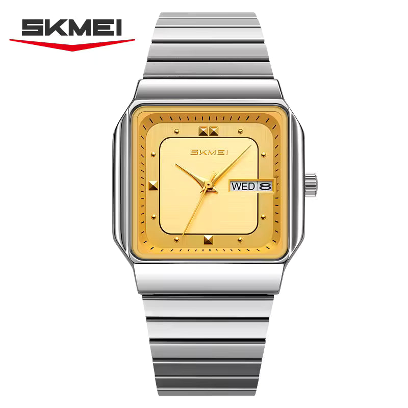 Montre Carrée Élégante et Moderne avec Bracelet en Acier Inoxydable pour Hommes