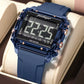 Montre Rectangulaire Sportive avec Bracelet en Silicone Souple pour Hommes