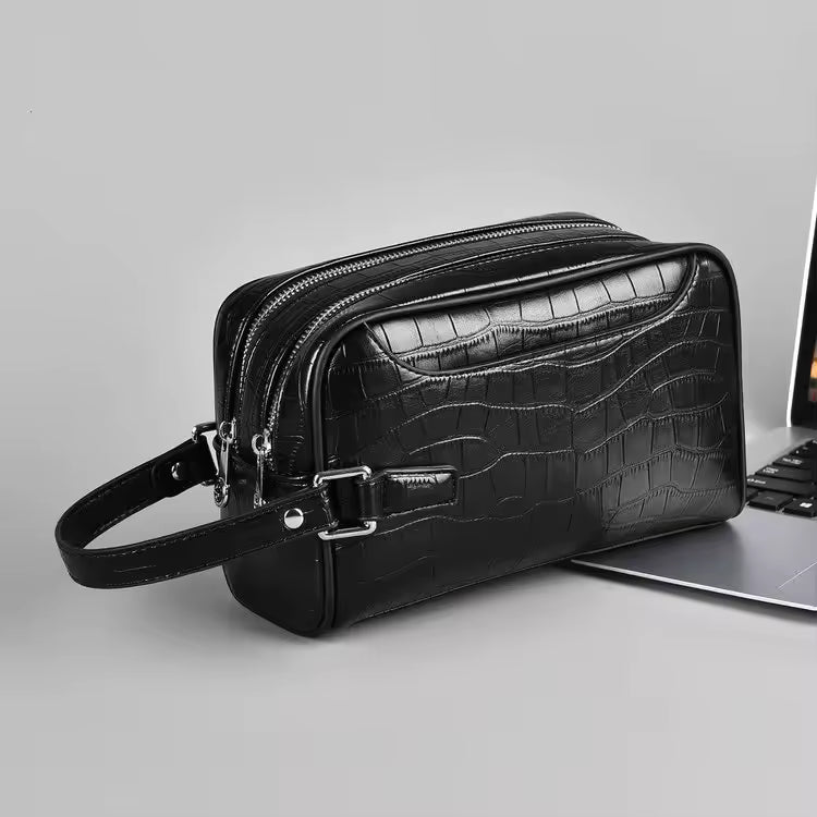 Sac à Main Élégant en Cuir Véritable avec Grand Espace de Rangement pour Hommes