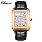 Montre Classique Carrée Élégante avec Bracelet en Cuir Véritable pour Hommes