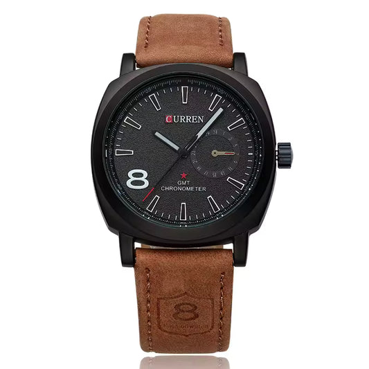 Montre Intemporelle Élégante à Bracelet en Cuir Raffiné pour Hommes