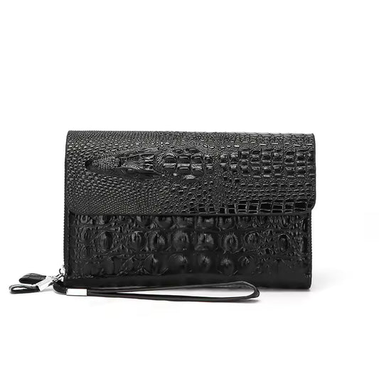 Sac à Main Moderne à Grand Espace de Rangement avec Motif Crocodile pour Hommes