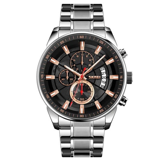 montre de luxe à Quartz en acier inoxydable pour hommes