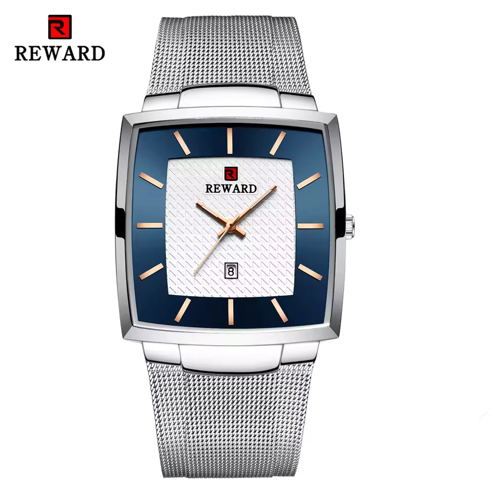 Montre Carrée de Nouvelle Collection avec Bracelet en Maille Milanaise pour Hommes
