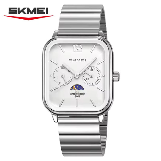 Montre Carrée Élégante avec Bracelet en Acier Inoxydable pour Hommes