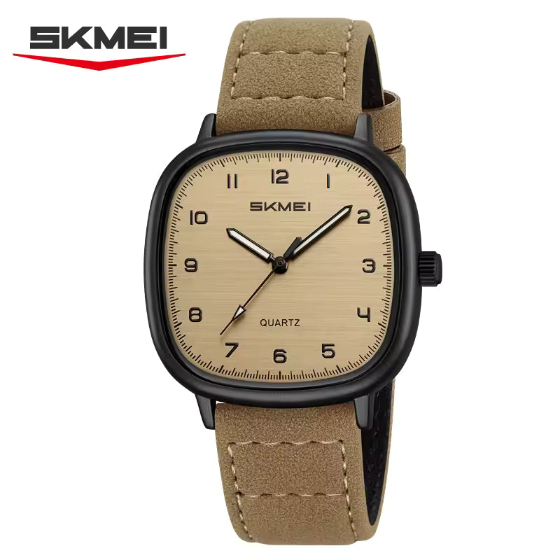 Montre Moderne Classique avec Bracelet en Cuir Véritable pour Hommes