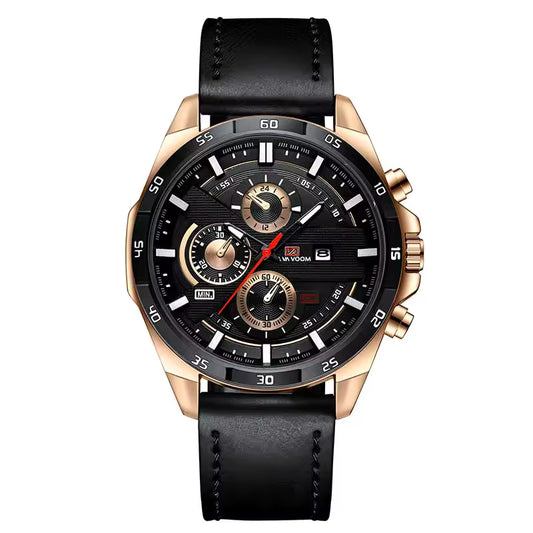 Montre Pratique Élégante avec Bracelet en Cuir Raffiné pour Hommes