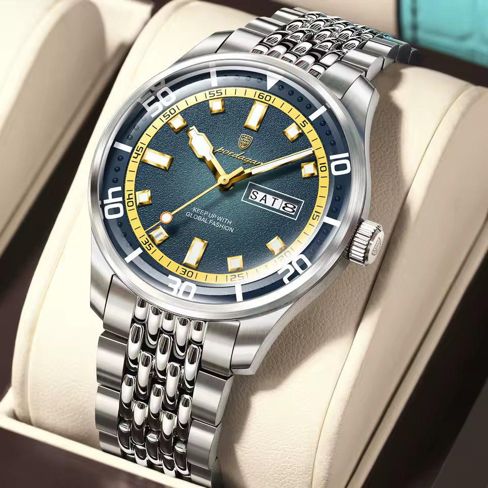 Montre Luxueuse Élégante avec Bracelet en Acier Inoxydable pour Hommes