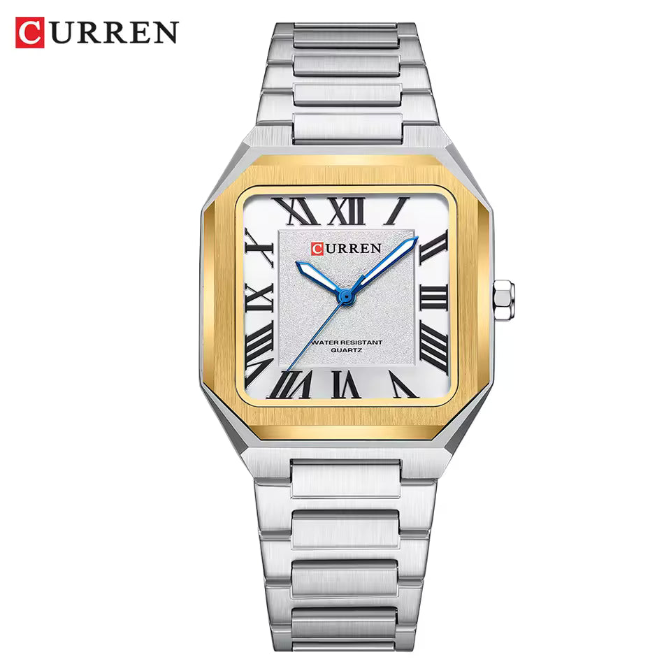 Montre Carrée Luxueuse et Élégante avec Bracelet en Acier Inoxydable pour Hommes