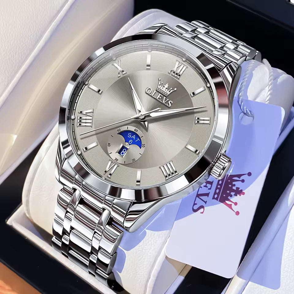 Montre Royale Élégante avec Bracelet en Acier inoxydable pour Hommes