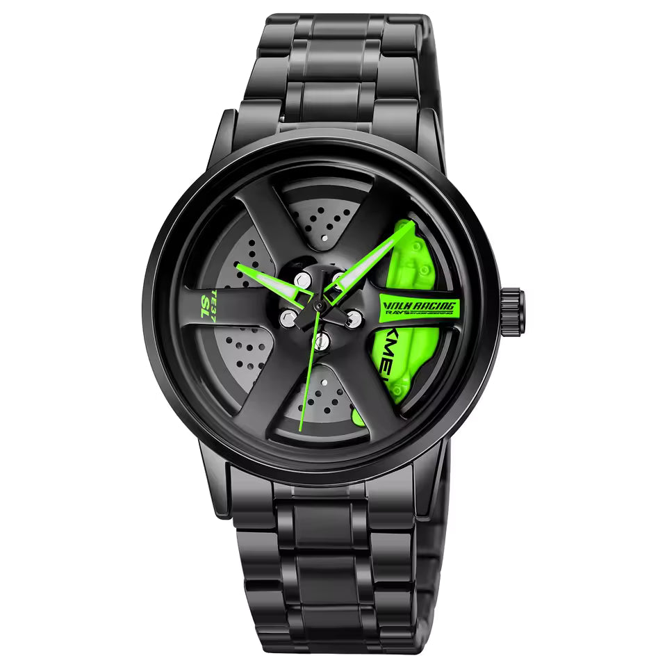 Montre Homme SKMEI Design Jante de Voiture en Acier Inoxydable