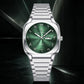 Montre Distinctive avec Cadran Vert et Bracelet en Acier Inoxydable pour Hommes