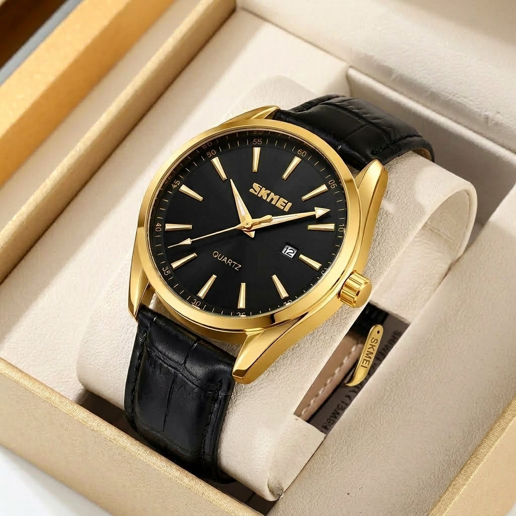 Montre Élégante et Raffinée avec Bracelet en Cuir et Cadran Lumineux pour Hommes