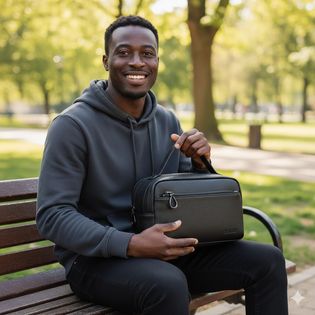 Sac à main élégant pour homme en cuir véritable