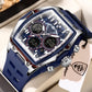 Montre Carrée Sportive avec Double Affichage et Bracelet en Silicone pour Hommes