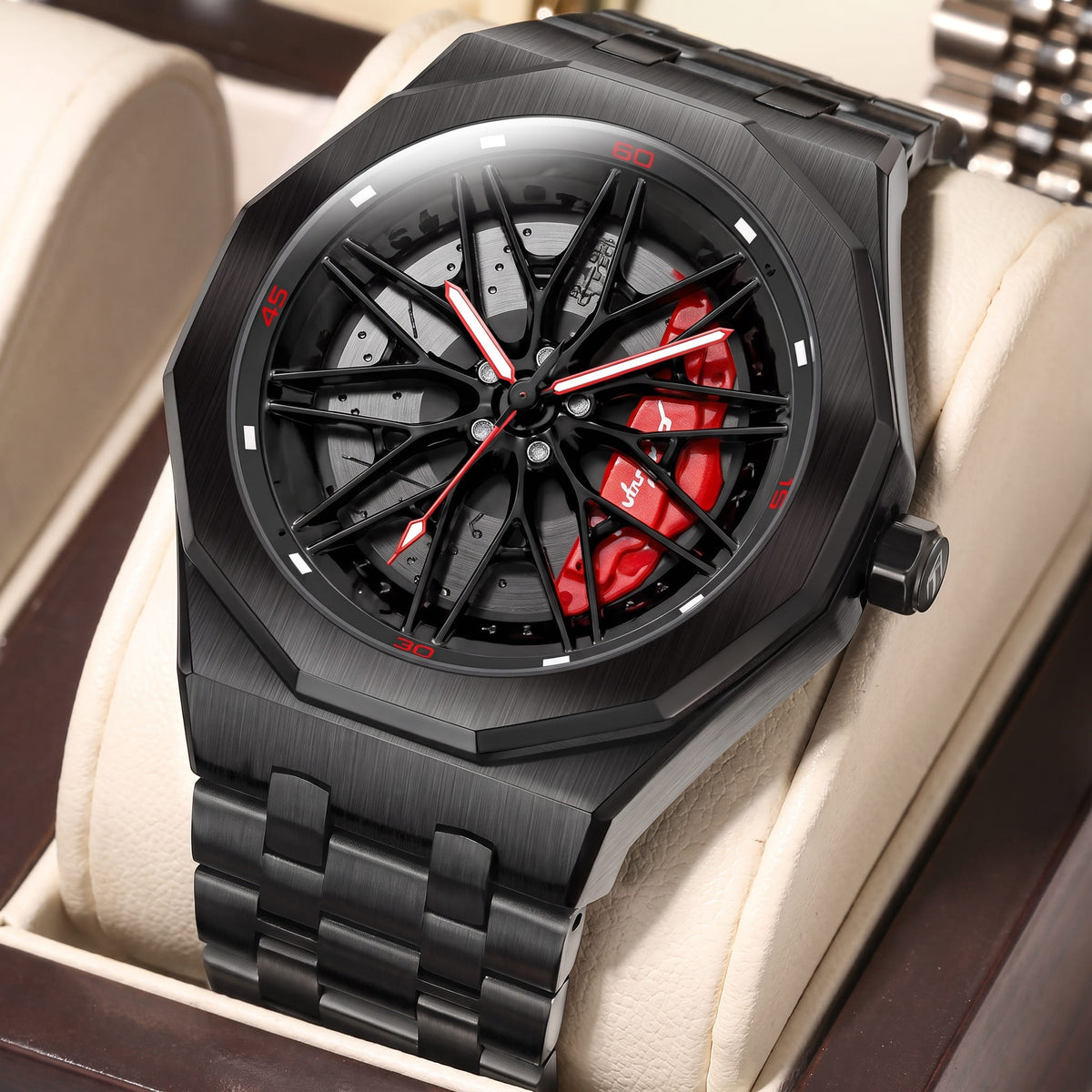 Montre Dynamique avec Cadran Original et Bracelet en Acier Noir pour Hommes
