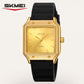 Montre Luxueuse avec Cadran Doré Rectangulaire et Bracelet Noir en Silicone pour Homme